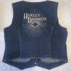 Womens XL denim Harley Davidson biker vest